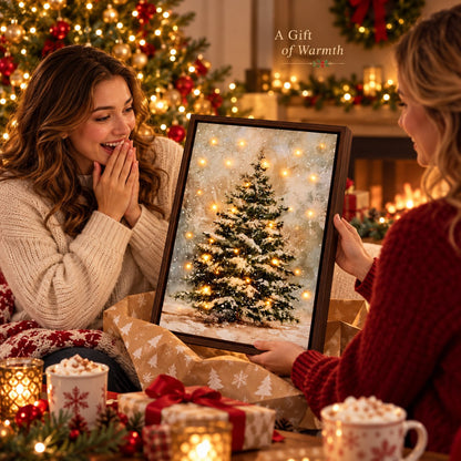 ✨Winter Woodland Light Wall Art LED Illuminated Canvas Decor for Living Room & Holiday Interior Styling