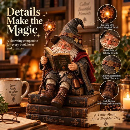 🔥LAST DAY 49% OFF-🧙‍♂️ The Wandering Scholar Gnome – Enchanted Reading Wizard Figurine