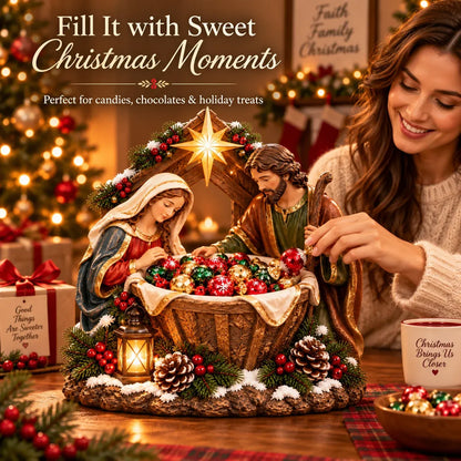 ⏳ Last Day 49% OFF – ✝️ Nativity Blessing Bowl™ | Lighted Christmas Treat Bowl with Mary, Joseph & Bethlehem Star 🎄