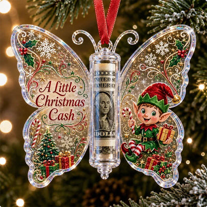 🎄🦋 Christmas Cash Gift Butterfly Ornament – Holiday Money Holder Keepsake 💵✨