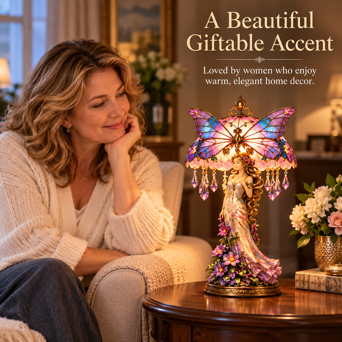 🦋✨ Butterfly Goddess Glow™ – Stained Glass Fantasy Table Lamp