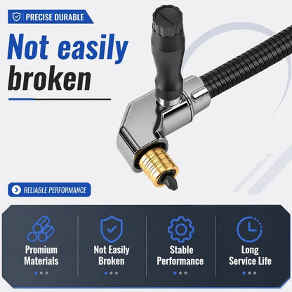 90-Degree Right Angle Drill Adapter Kit, Flexible Extension Shaft With Detachable Handle