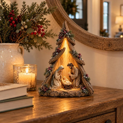 ⏰ LAST DAY 50% OFF - Old-World Lighted Nativity Trees
