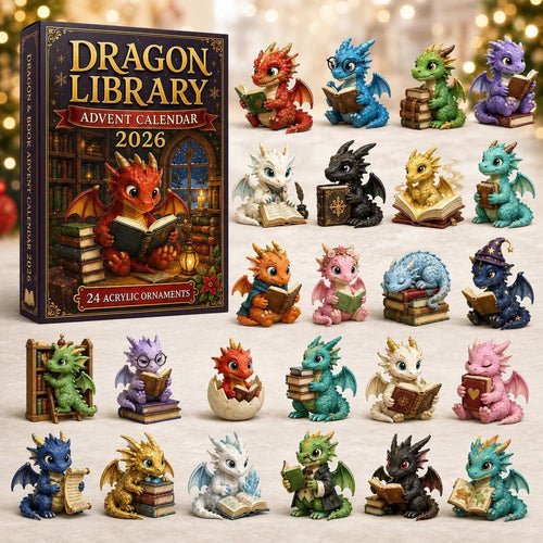 🔥🎁2026 Dragon Library Advent Calendar – Unlock 24 Cosy Chapters of Baby Dragon Magic, Acrylic Ornaments Blind Box