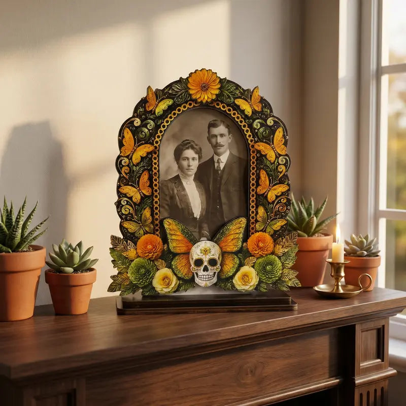 🌼 50% OFF Día de los Muertos Memorial Photo Frame – Wooden Ofrenda Decor