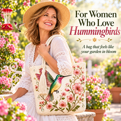 🌸 Garden Bloom Tote™ – Hummingbird & Honeybee Floral Bag