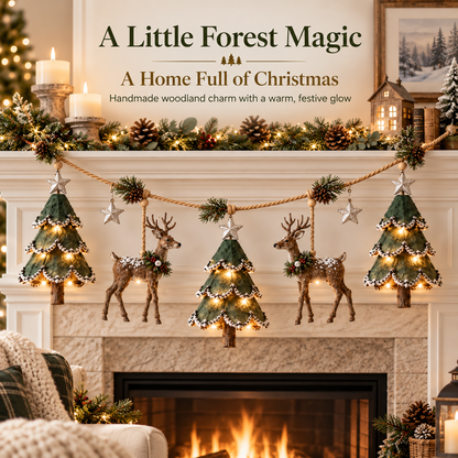 🎄 LIMITED-TIME 50% OFF | Lighted Woodland Christmas Garland™ – Enchanted Forest Holiday Decor with Warm Festive Glow