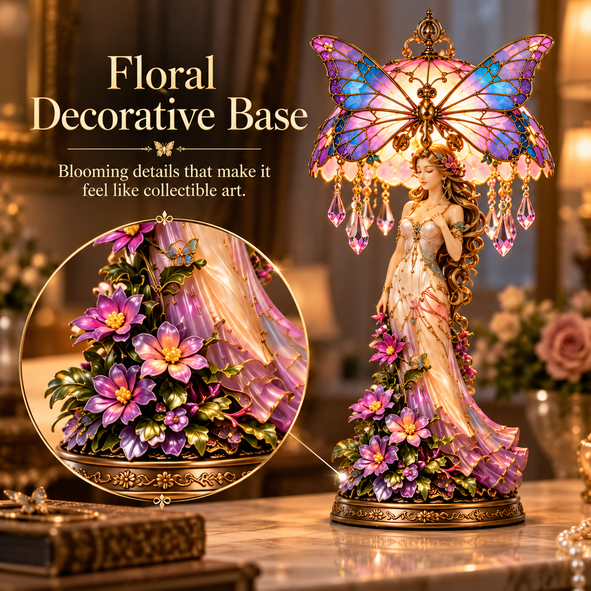 🦋✨ Butterfly Goddess Glow™ – Stained Glass Fantasy Table Lamp