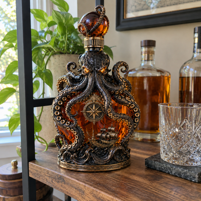 🐙 Abyssal Octopus Whiskey Decanter™ | Gothic Nautical Bar Centerpiece