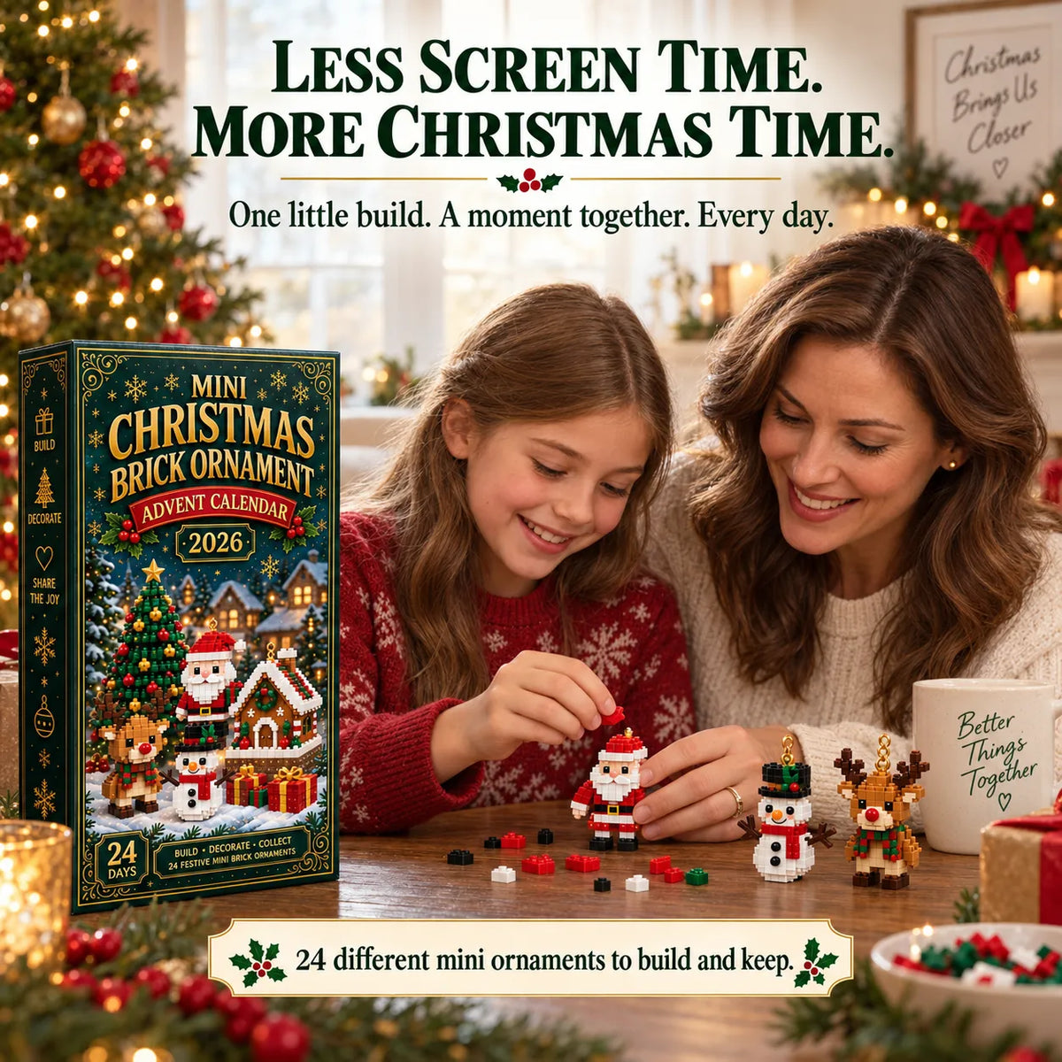 Mini Christmas brick ornament details