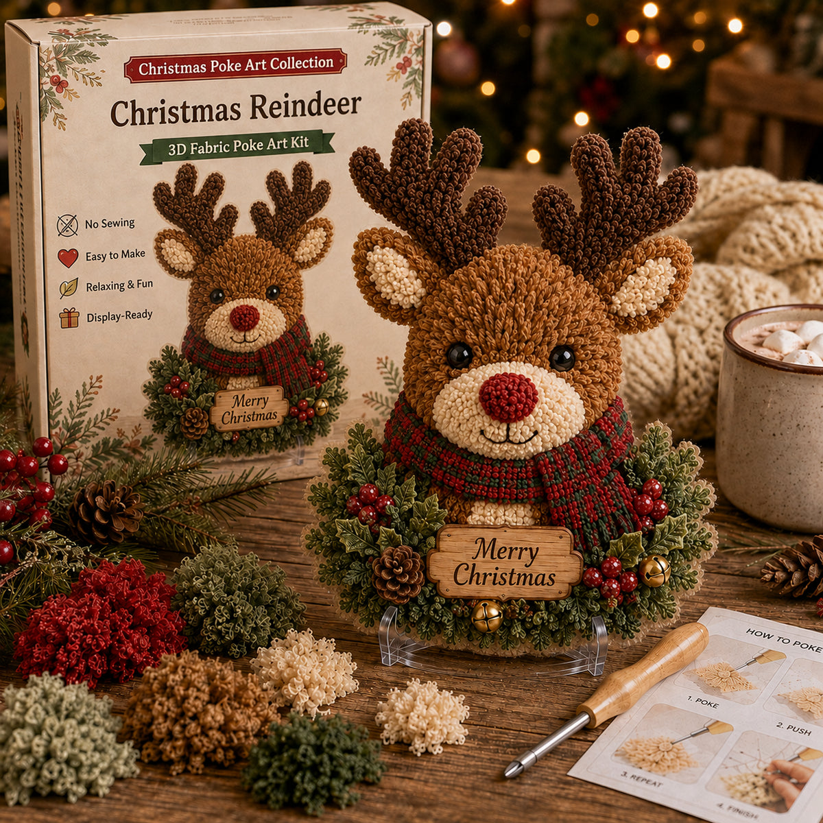 🧵🎅 Christmas Poke Art Collection – DIY 3D Fabric Decor Kit