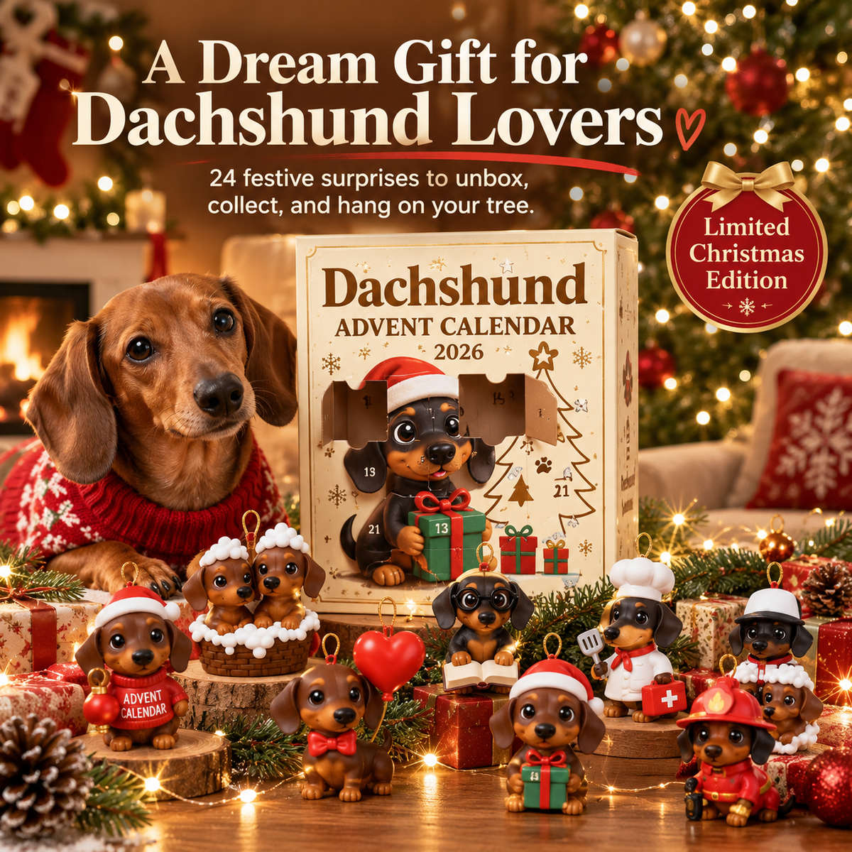 🎄 2026 Dachshund Advent Calendar – The Dream Christmas Gift for Dachshund Lovers 🐶