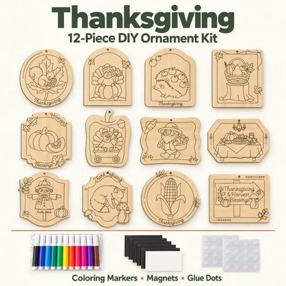 🎨🎄Color Your Own Holiday Ornament Kit — 12 Markers Included