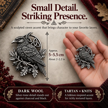 🐦‍⬛ Gothic Celtic Raven Brooch – Dark Academia Statement Pin