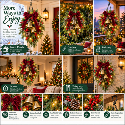 🎄 Last Day 50% OFF 🏆 Pre-Lit Christmas Hanging Basket | 🎄Pre-lit, weather-resistant, and zero maintenance🏆