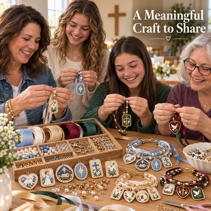 DIY Christian Faith Ribbon Bracelet Kit – Beaded Cross, Dove & Inspirational Charm Jewelry Craft Set