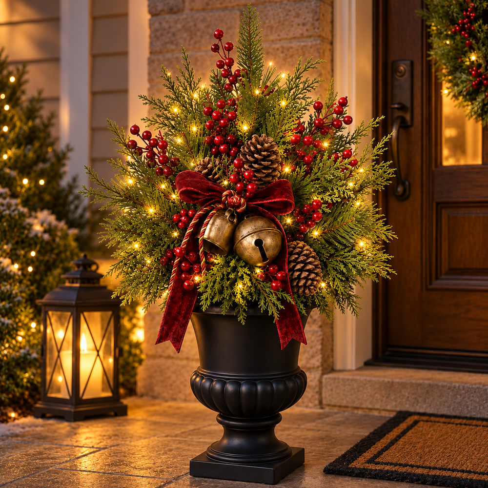 Christmas urn filler decorating inspiration