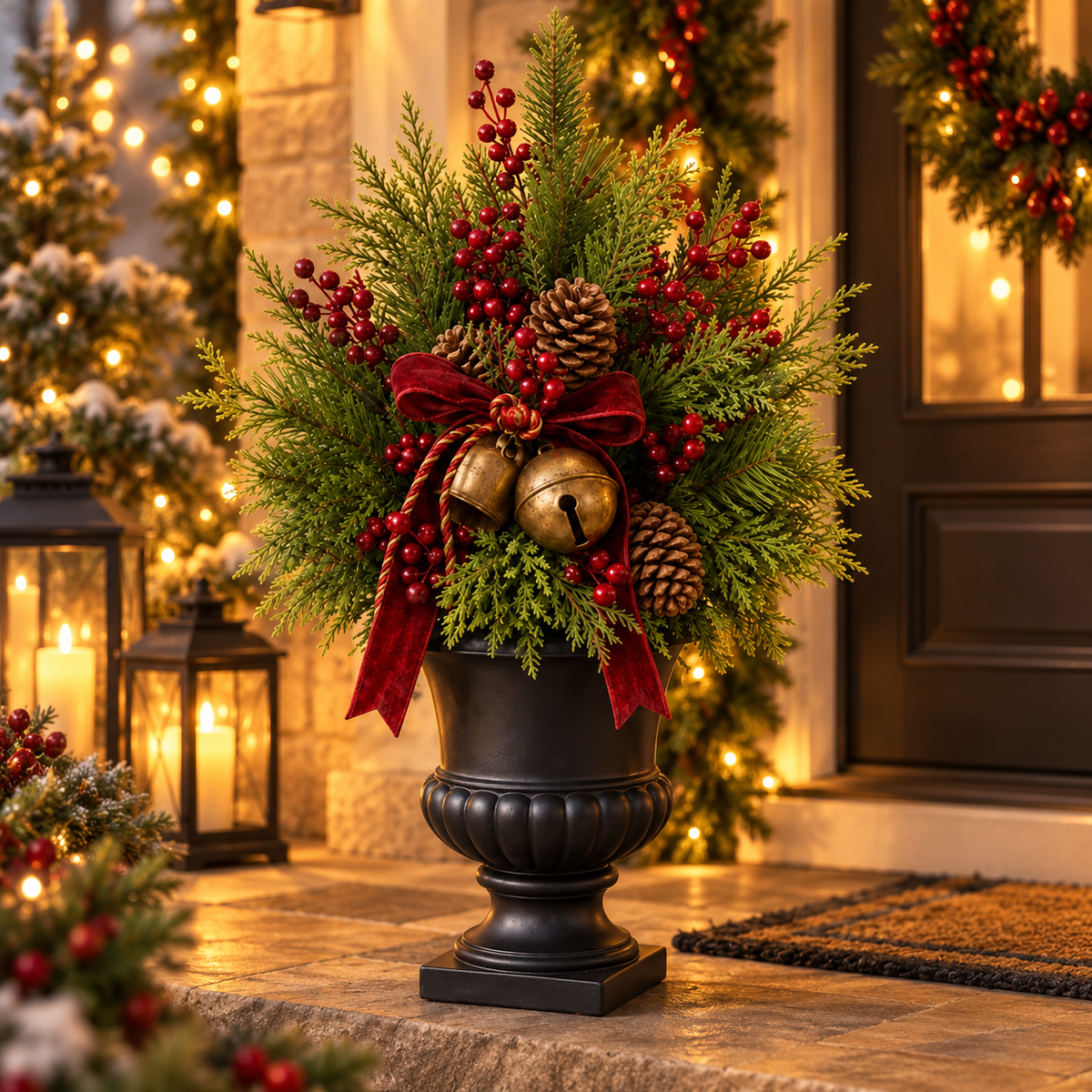 Christmas evergreen urn filler