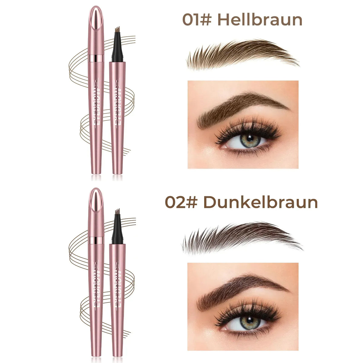 🎁✨Wasserfester Micro-Fork Augenbrauenstift, langanhaltende Brownen-Pen für natürliche, haarähnliche Striche