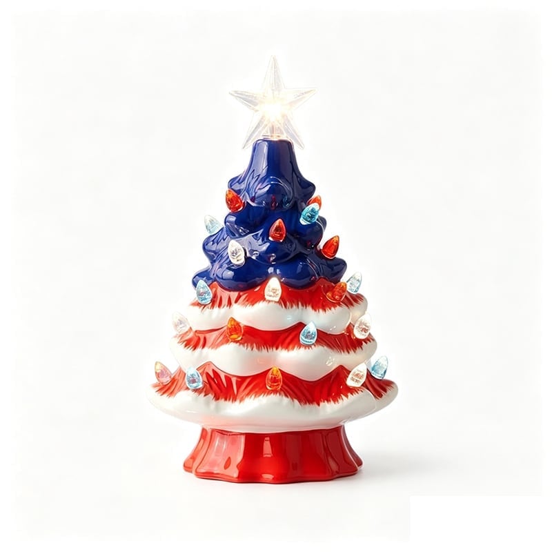 Mini Resin Nostalgic Christmas Tree Lamp detail