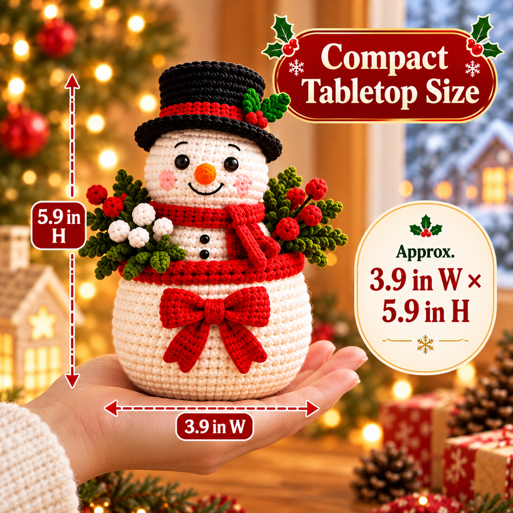 Christmas crochet flower pot approximate size