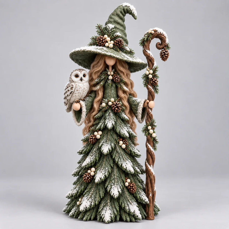 Woodland Keeper Christmas figurine with owl