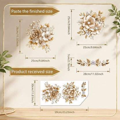 🔥 Limited-Time 49% OFF 🌸3 Piece Golden Floral Toilet Stickers – Pearl-Inspired Bathroom Decals