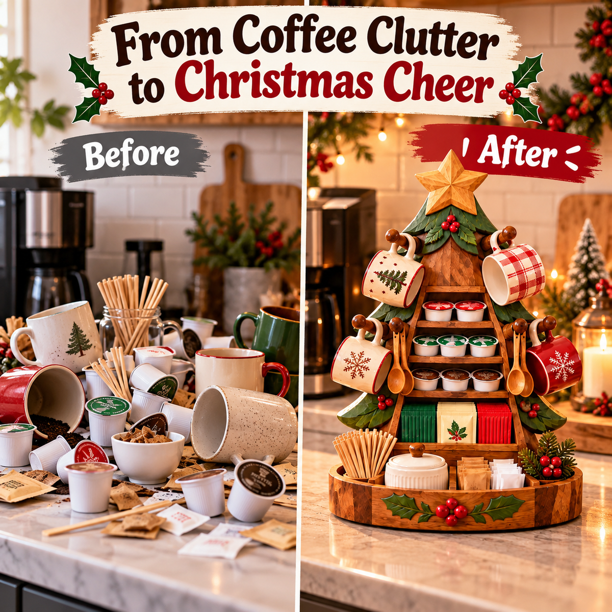 ☕🎄MerryBrew Tree™ Christmas Coffee Station Organizer