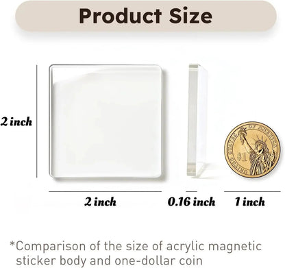 10 Pack 2'x2' Clear Acrylic DIY Fridge Magnets Set with Adhesive Backing – Square Magnetic Photo Frames💕