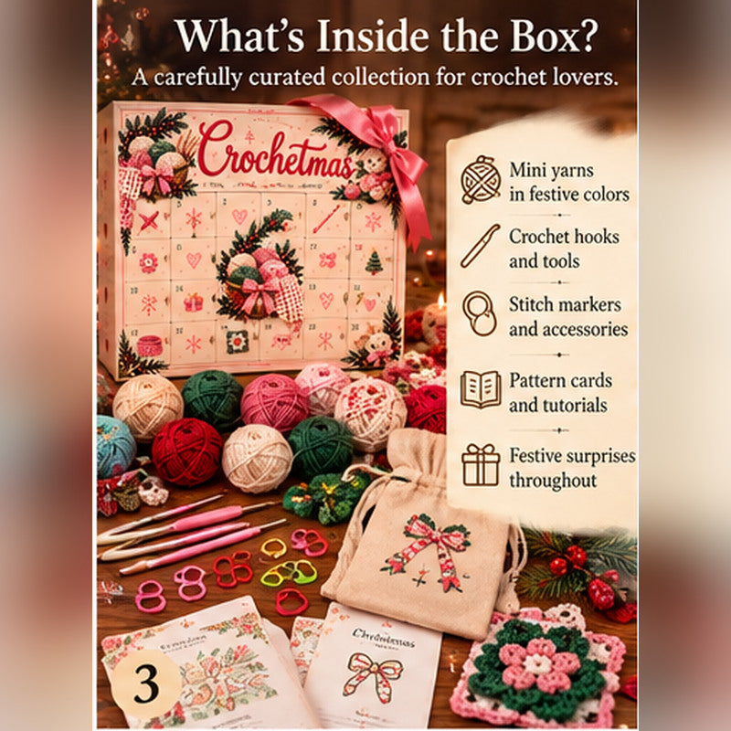 🎄 CozyStitch Christmas Countdown™ – 24 Days of Yarn & Crochet Surprises | Holiday Craft Gift for Crochet Lovers 🧶