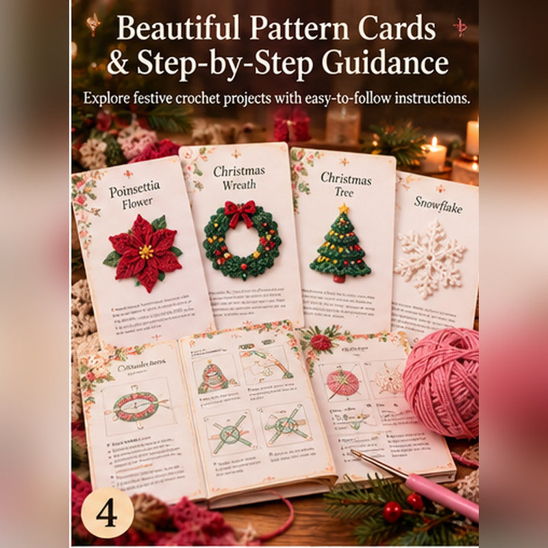 Crochet-themed Christmas pattern card concept