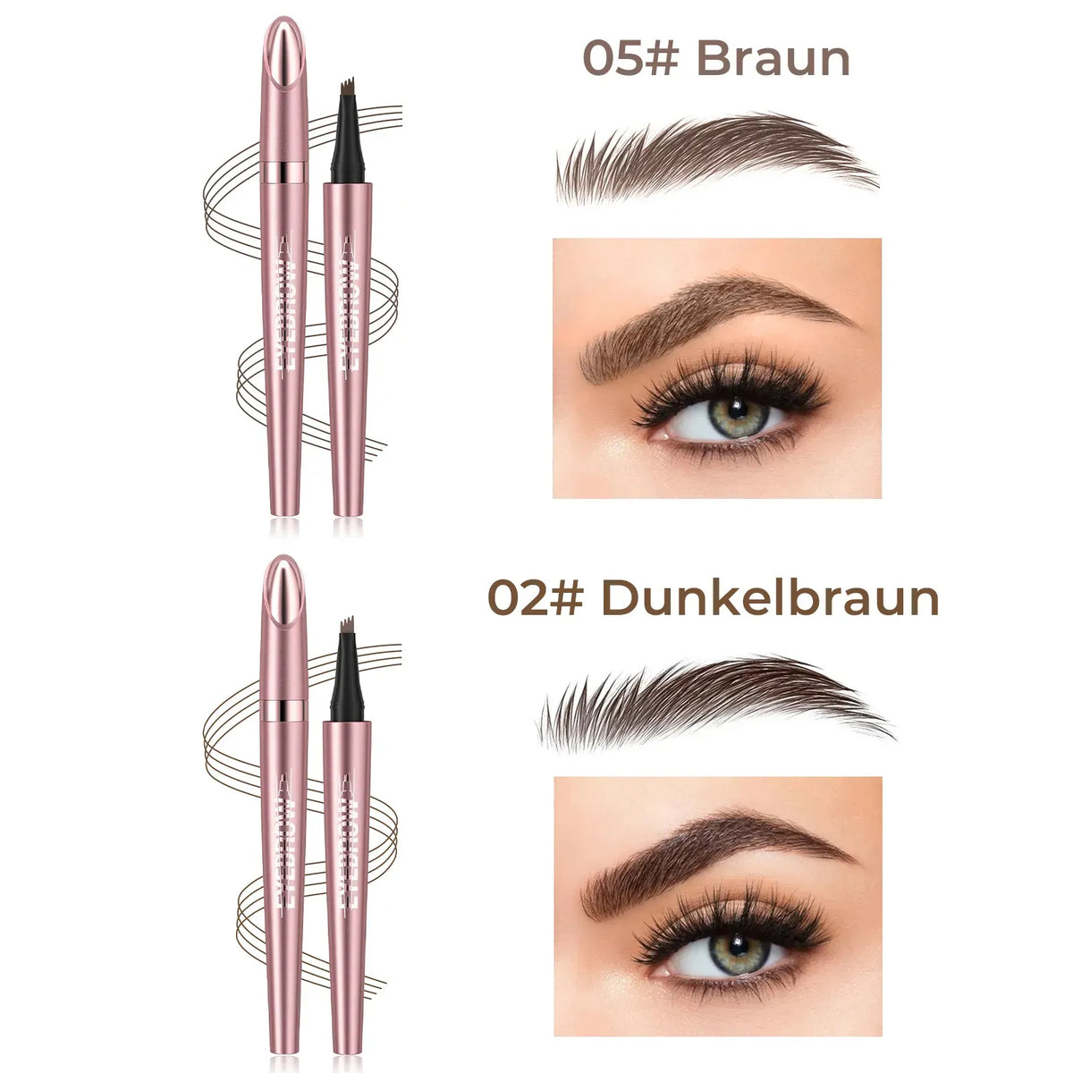 🎁✨Wasserfester Micro-Fork Augenbrauenstift, langanhaltende Brownen-Pen für natürliche, haarähnliche Striche