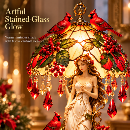 🎄 Cardinal Christmas Goddess Glow™ – Lighted Holiday Table Décor
