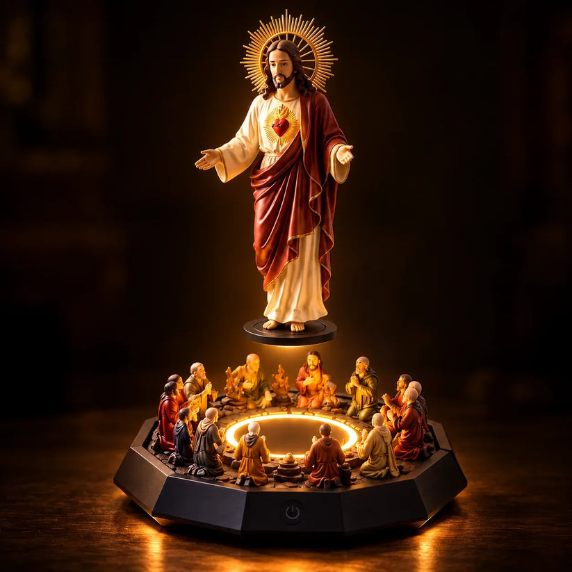 Floating Christ with warm LED lighting