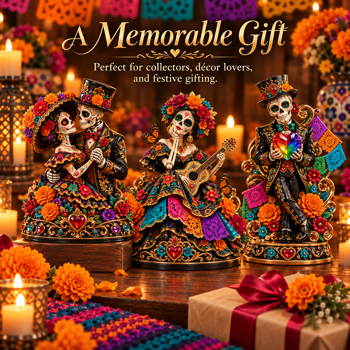 💀 LIMITED-TIME 50% OFF | 💞 Day of the Dead Catrina Figurines – Festive Couple Collectible Decor