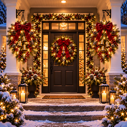 🎄 Last Day 50% OFF 🔔 Pre-Lit Christmas Bell Hanging Swag | Warm LED Lights, Vintage Bells & Zero Maintenance 🔔