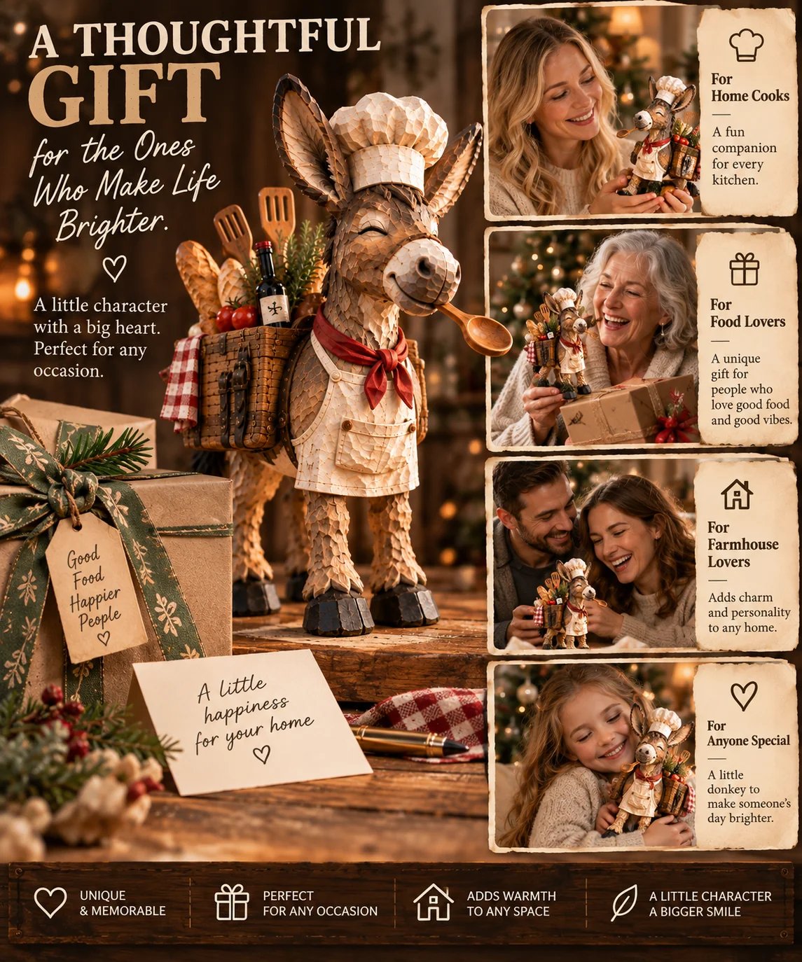 🫏 The Stubborn Little Chef — Carved Kitchen Donkey Figurine 🎁