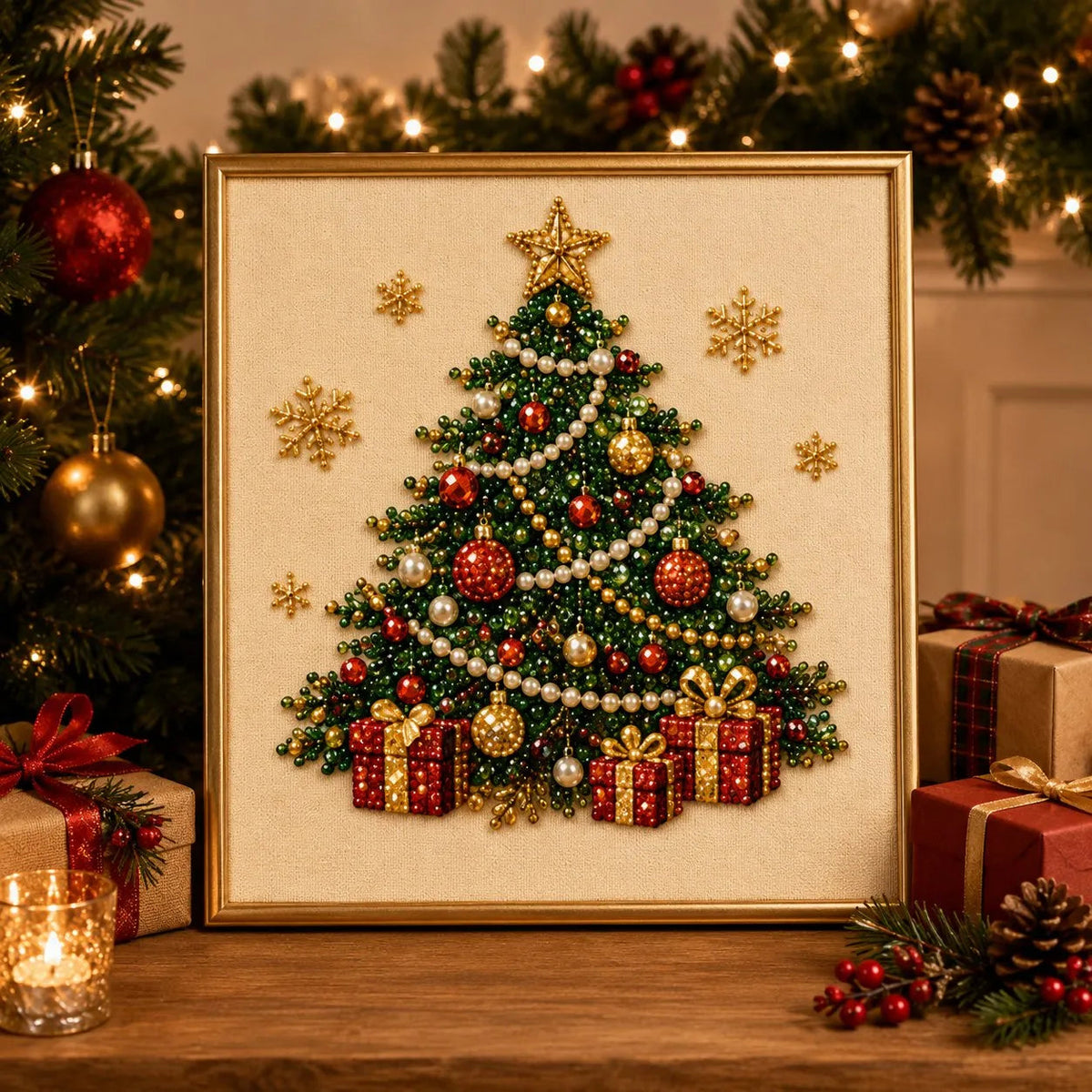 Christmas pearl diamond painting process