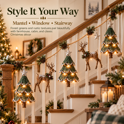 🎄 LIMITED-TIME 50% OFF | Lighted Woodland Christmas Garland™ – Enchanted Forest Holiday Decor with Warm Festive Glow