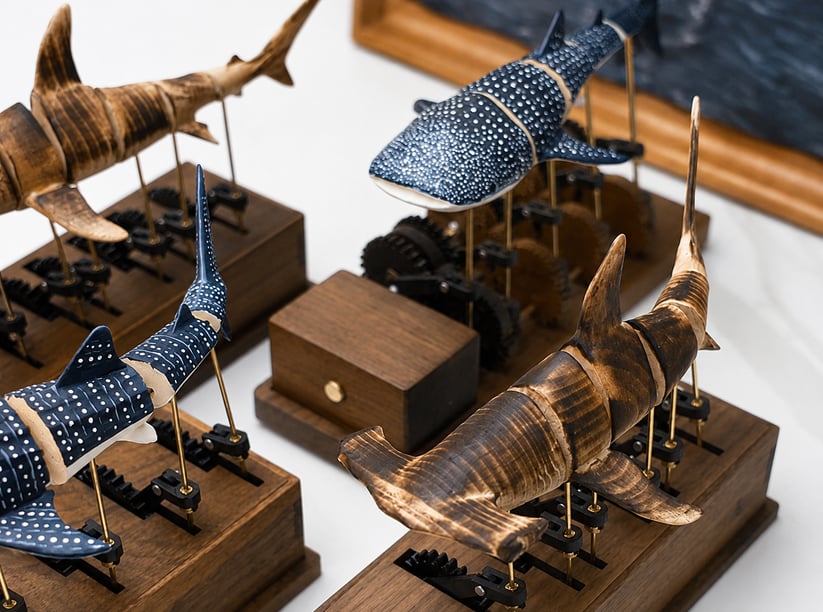 Handcrafted Wooden Ocean Animal Mechanical Model
