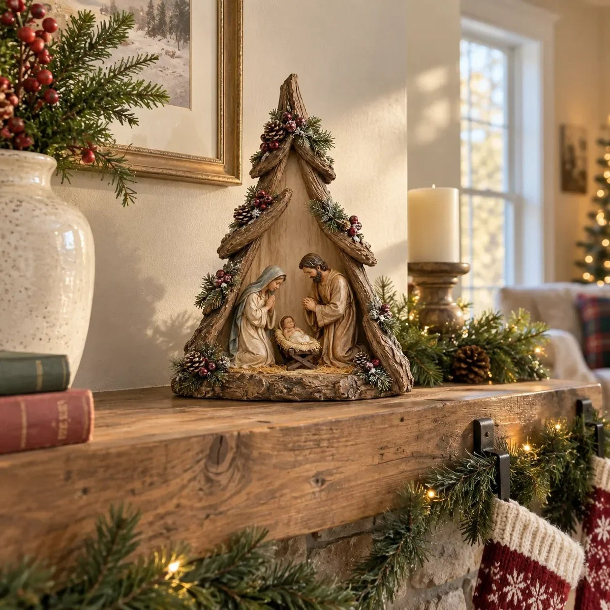⏰ LAST DAY 50% OFF - Old-World Lighted Nativity Trees