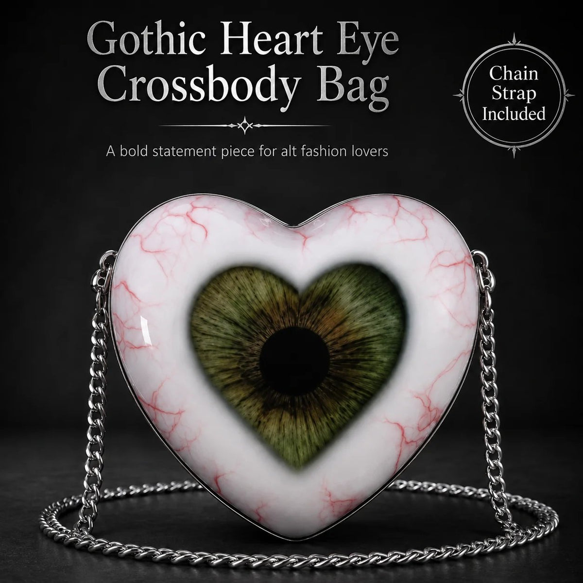 🔥Last Day 50% OFF 🖤👁 Gothic Heart Eye Statement Crossbody Bag