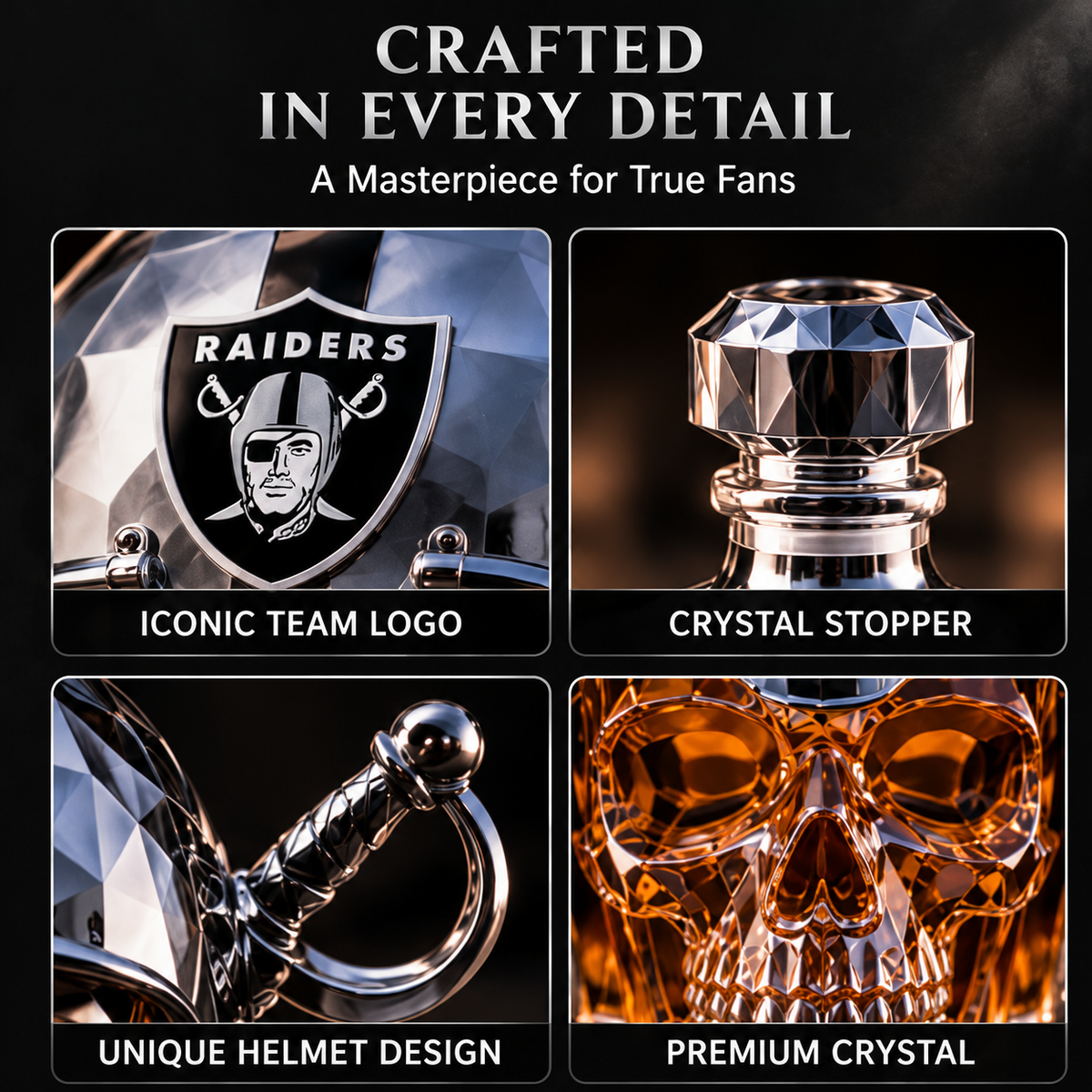 💀🏈 Gridiron Warrior Skull Whiskey Decanter