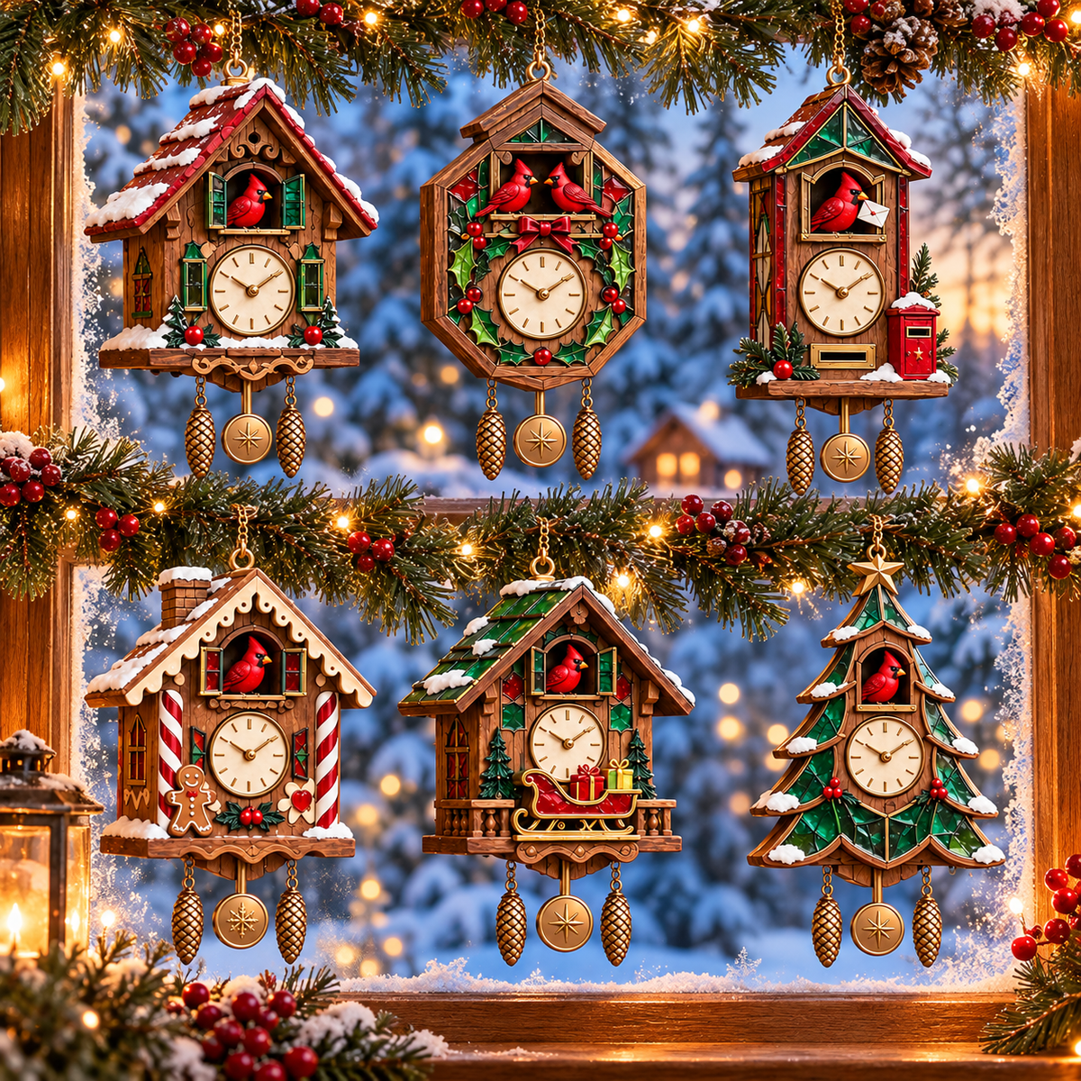 🎄 Limited-Time Christmas Sale | 2026 Red Cardinal Cuckoo Clock Ornaments – Set of 6 Vintage-Inspired Designs for a Nostalgic Holiday Tree & Thoughtful Gifting ❤️