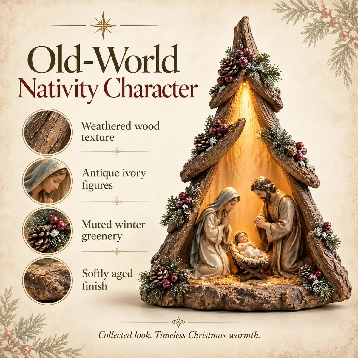 ⏰ LAST DAY 50% OFF - Old-World Lighted Nativity Trees