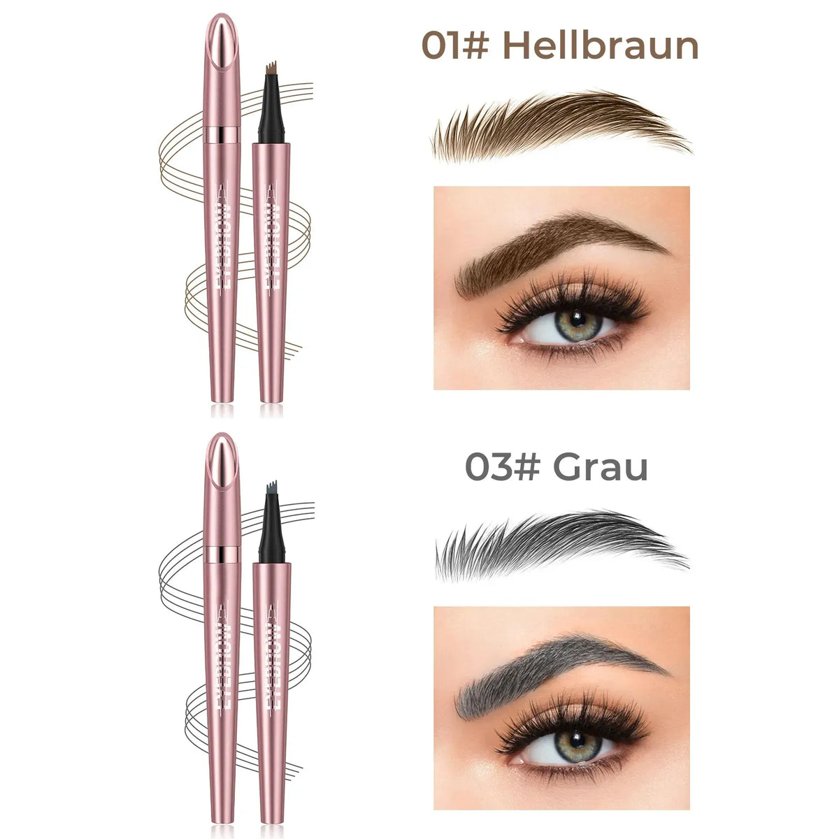 🎁✨Wasserfester Micro-Fork Augenbrauenstift, langanhaltende Brownen-Pen für natürliche, haarähnliche Striche