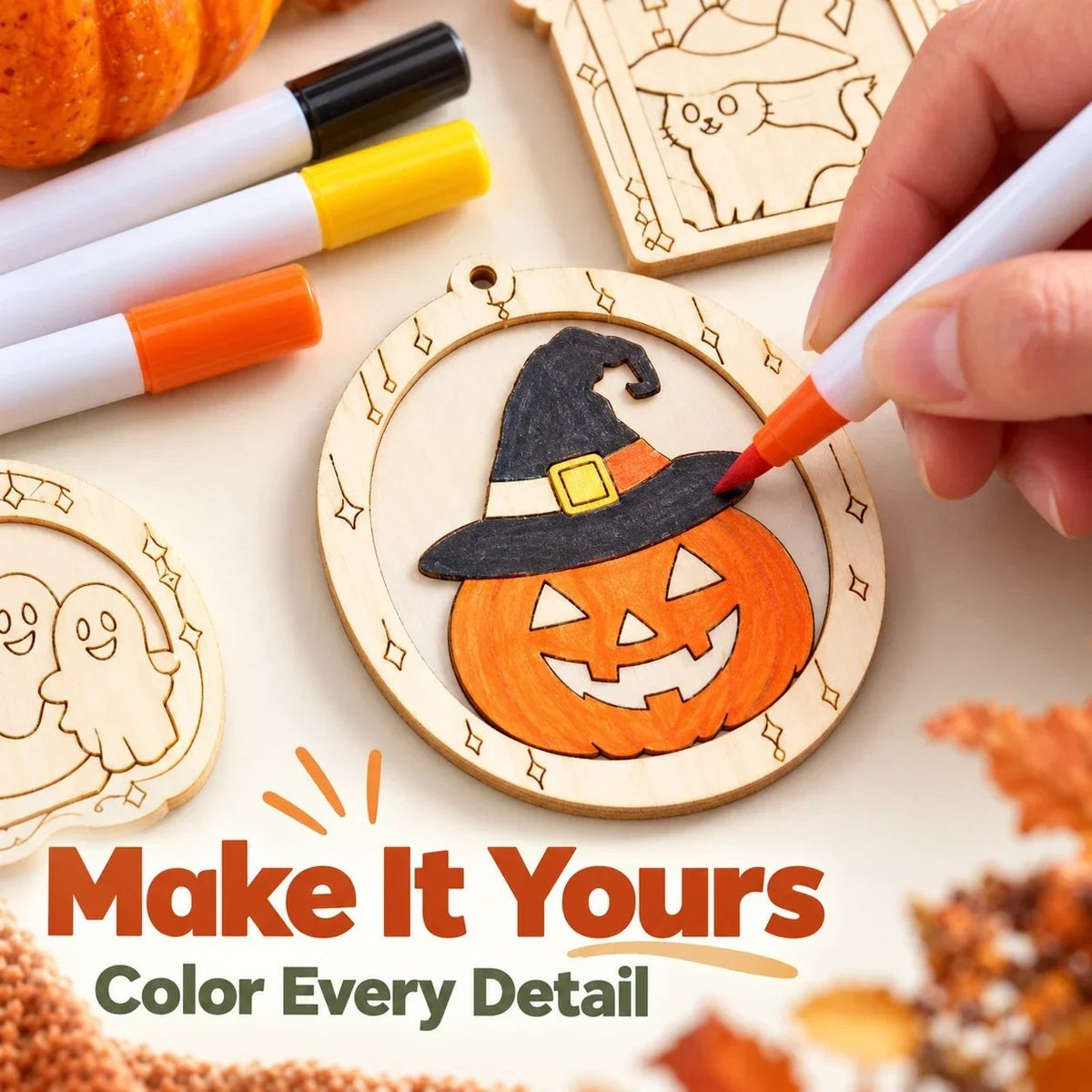 🎨🎄Color Your Own Holiday Ornament Kit — 12 Markers Included