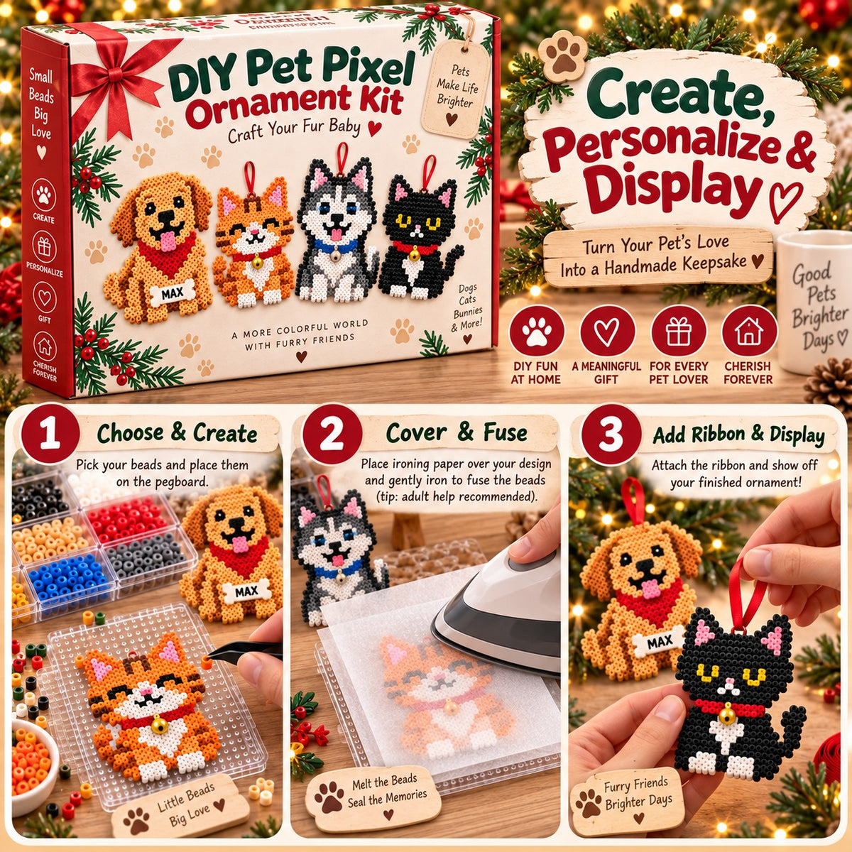 🐾 My Furry Friend Keepsake™ – DIY Pet Pixel Ornament Kit