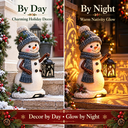 ⛄✨ Snowman Nativity Glow™ – Solar Christmas Step Light with Holy Family Projection 🎄 ✝️