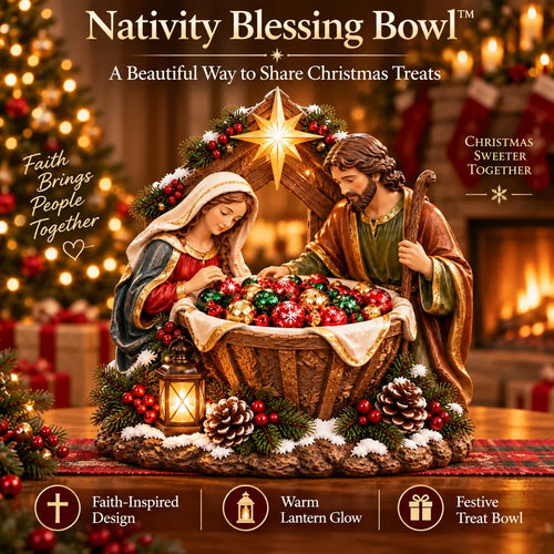 ⏳ Last Day 49% OFF – ✝️ Nativity Blessing Bowl™ | Lighted Christmas Treat Bowl with Mary, Joseph & Bethlehem Star 🎄
